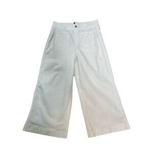 Spanx Cropped Wide Leg Pants Patch Pockets Classic White Stretch Women's Large